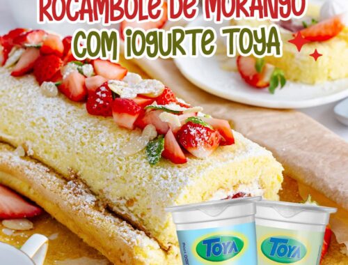 Rocambole de Morango com Iogurte Toya