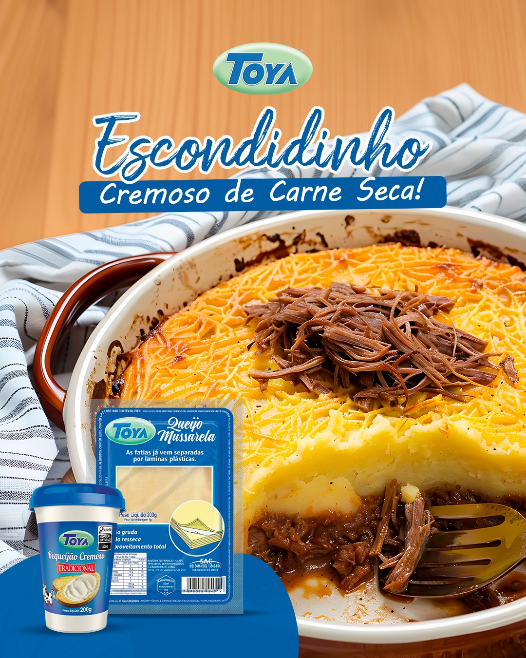 No momento, você está visualizando Escondidinho Cremoso com Requeijão Toya: o segredo para um almoço de família irresistível